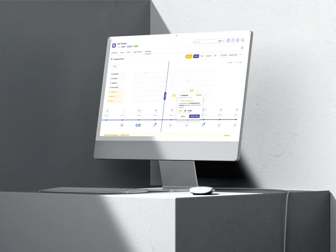An organiser reviewing a campaign timeline on a desktop screen