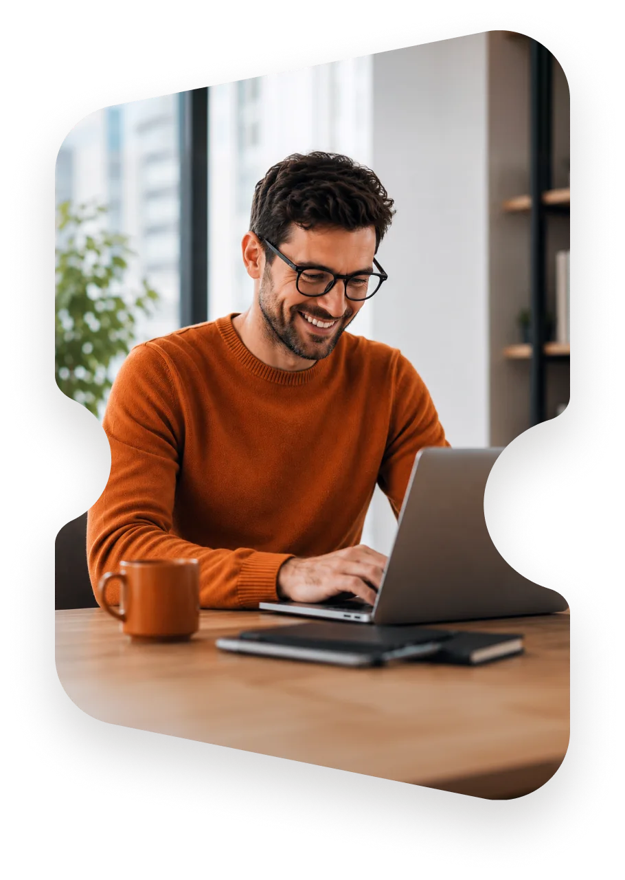 An event organiser preparing a campaign on a laptop